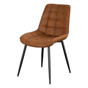 Stoel ROADSTAR van microvezel in cognacbruin met zwarte metalen poten - 47481