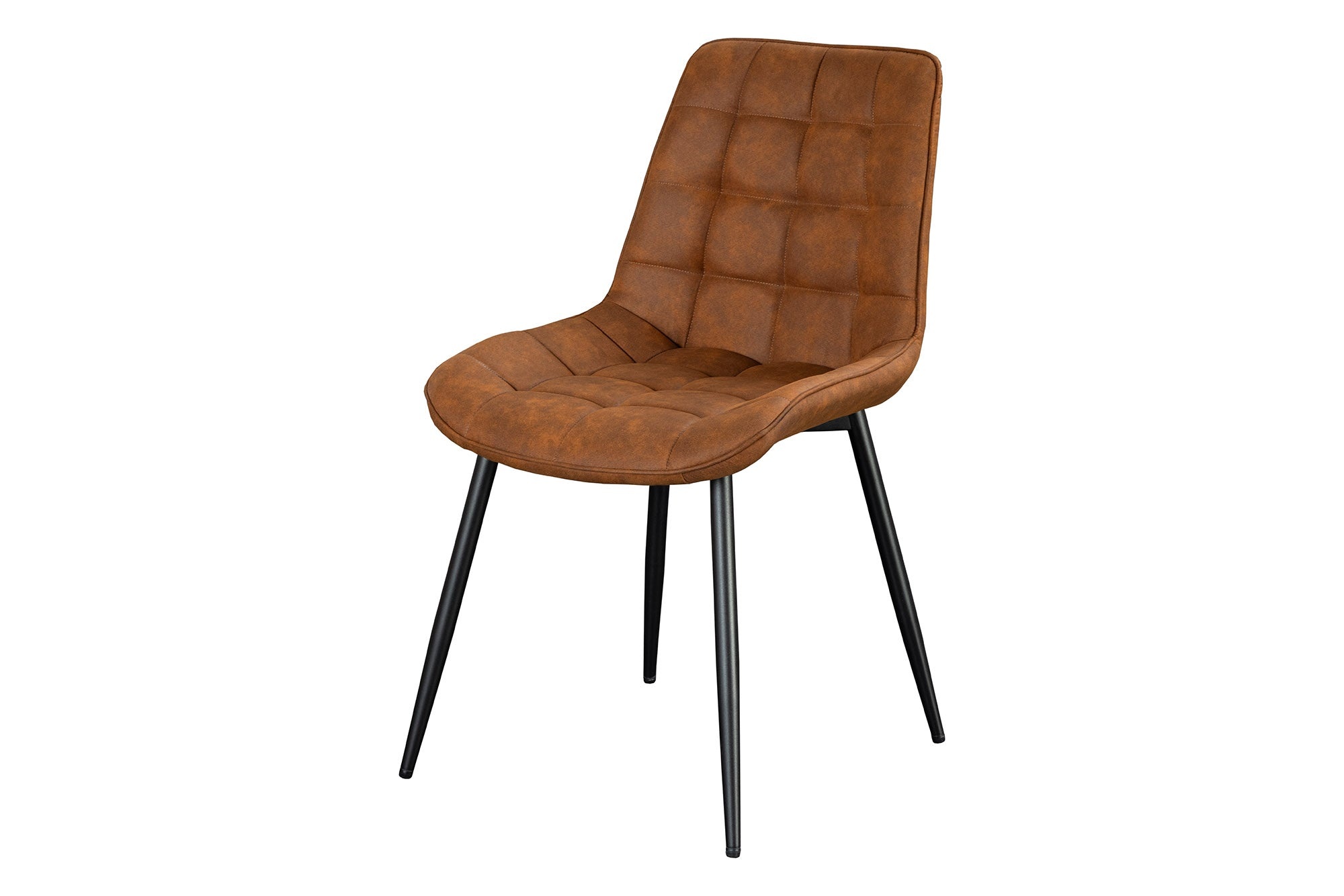 Stoel ROADSTAR van microvezel in cognacbruin met zwarte metalen poten - 47481