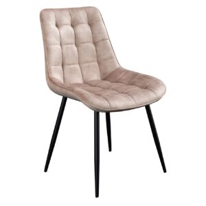 Stoel ROADSTAR fluweel champagnegrijs met zwarte metalen poten - 47484