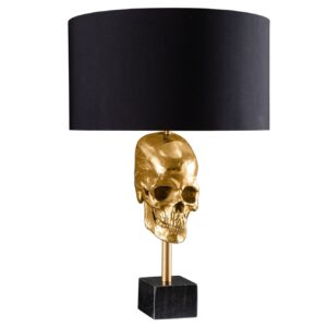 Tafellamp SKULL 56cm goudkleurige katoenen kap zwart - 41529
