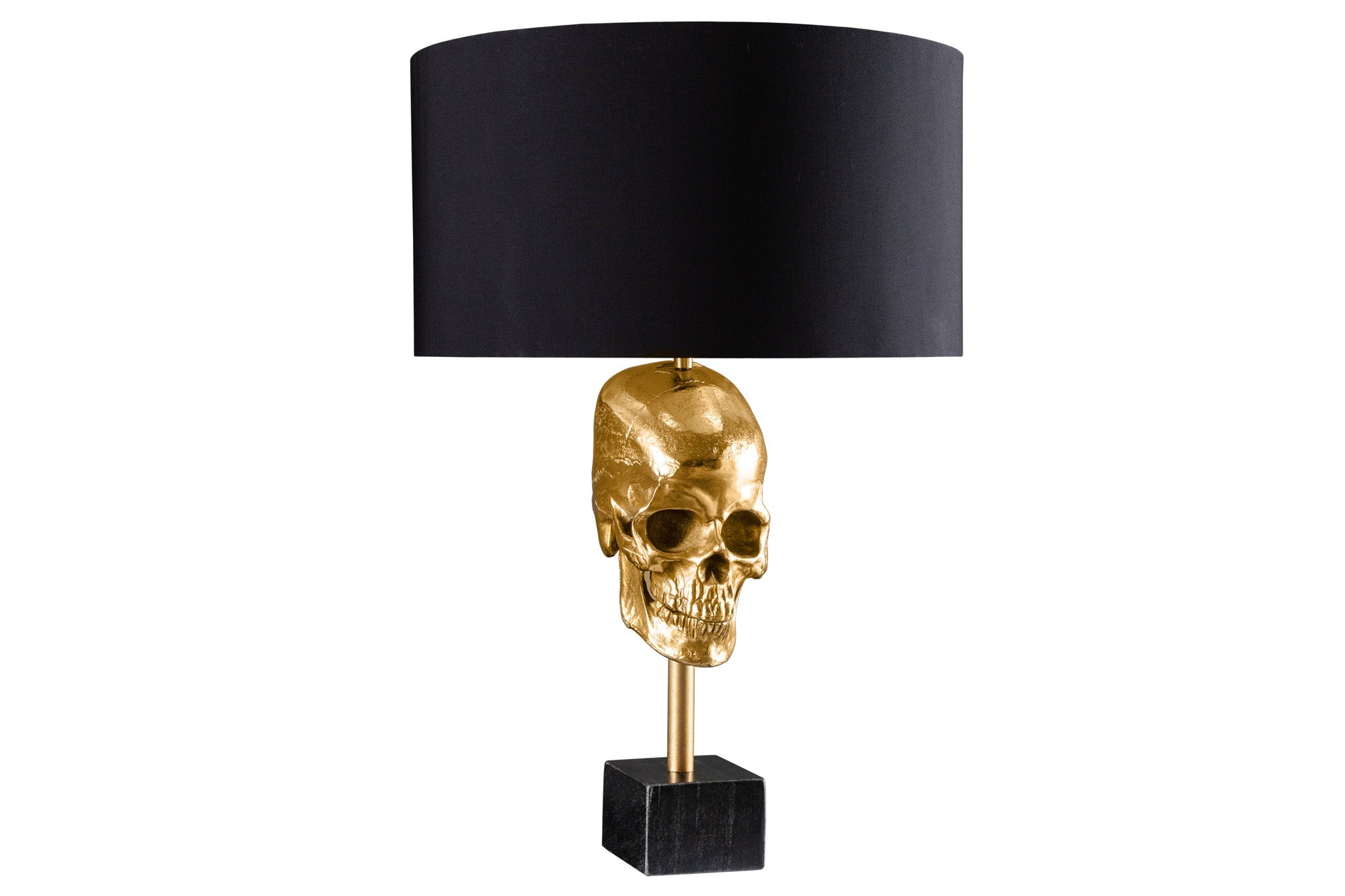 Tafellamp SKULL 56cm goudkleurige katoenen kap zwart - 41529