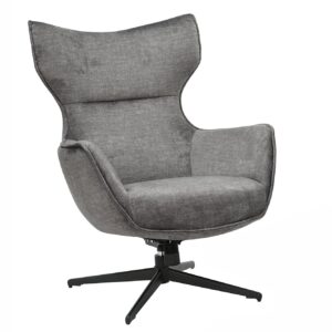 Fauteuil VOGUE 360° draaibaar, grijs fluweel met zwart metalen frame - 46703
