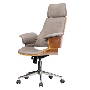 Bureaustoel MANHATTAN 44-54 cm, draaibaar, met structuurstof, grijs en walnoothout - 46664