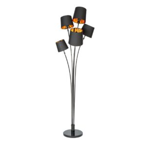 Vloerlamp LEVELS 175 cm 5 linnen kappen zwart goud - 40038