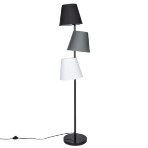 Vloerlamp LEVELS 163 cm 3 linnen kappen zwart grijs wit - 39674