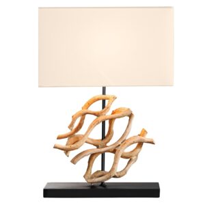 Tafellamp THE WAVE 60 cm met witte teakhouten lampenkap - 43932