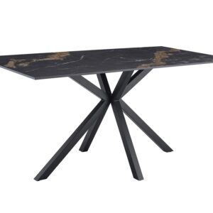 Eettafel GALAXIE 160cm met sterrenframe aurora oro keramiek zwart goud zand - 46899