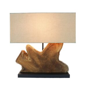 Tafellamp HYPNOTIC 50cm lampenkap beige teakhout naturel - 44685