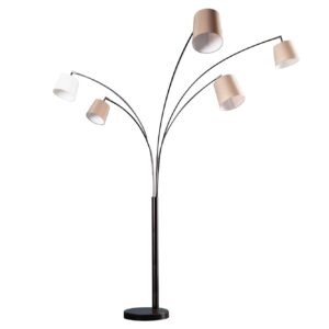 Vloerlamp LEVELS 5 linnen kappen beige bruin met marmeren voet - 38825