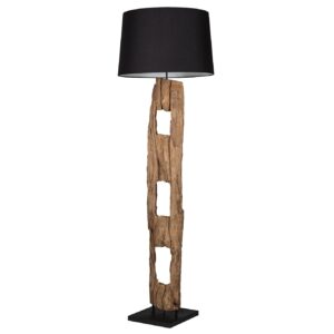 Vloerlamp BARRACUDA 177 cm van gerecycled acaciahout met zwarte katoenen kap - 41043