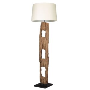 Vloerlamp BARRACUDA 177 cm van gerecycled acaciahout met beige katoenen kap - 41046