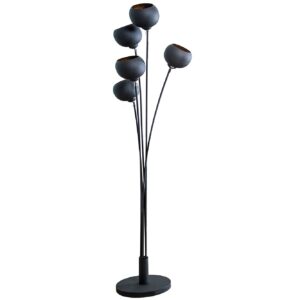 Vloerlamp MAGMA 170 cm 5 lampenkappen zwart goud - 37004