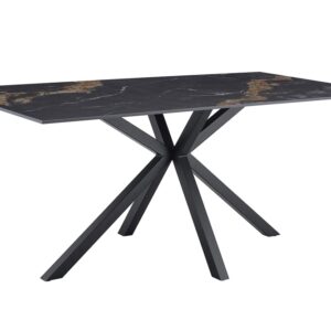 Dining table GALAXIE 180cm w/ star frame aurora oro ceramic black gold sand - 46896