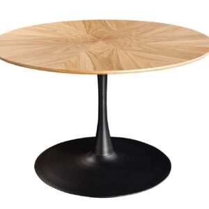 Eettafel ATELIER 120 cm rond, natuurlijke eikenhoutlook met zwart metalen frame - 46559