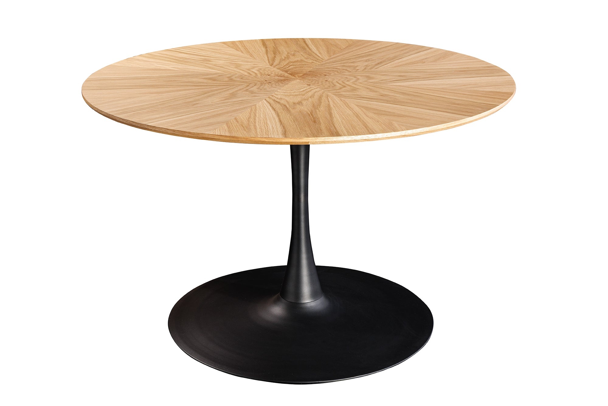 Eettafel ATELIER 120 cm rond, natuurlijke eikenhoutlook met zwart metalen frame - 46559