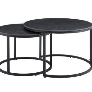 Salontafel ELEGANCE 75cm set van 2 keramiek grijs - 46894