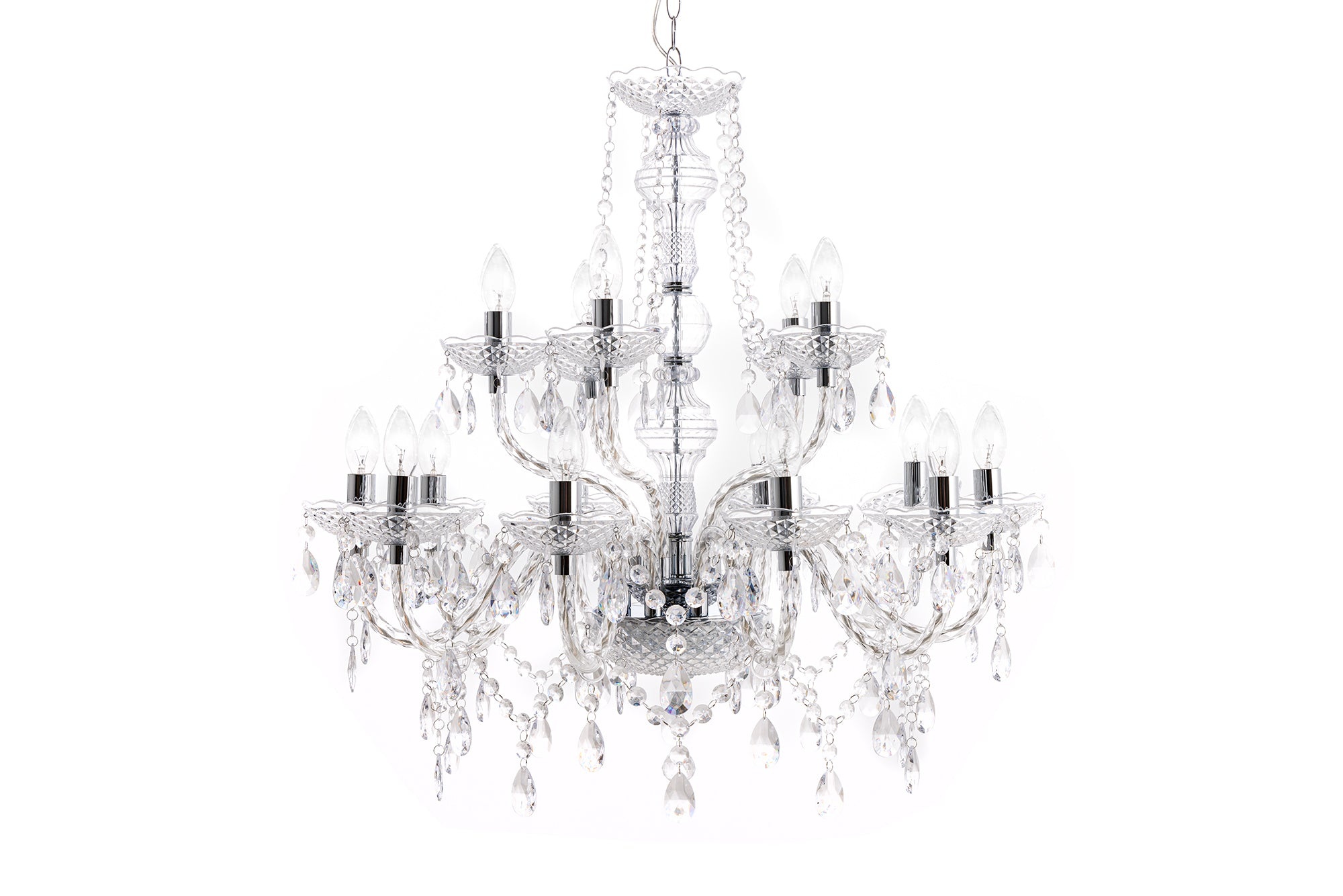 Kroonluchter DIAMONDS 15-armig transparant acryl - 1281