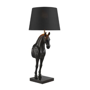 Tafellamp BLACK BEAUTY 75 cm paardsculptuur zwart goud - 45665