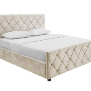 Bed ELYSIUM 180x200cm fluweel champagnebeige met opbergruimte - 45920
