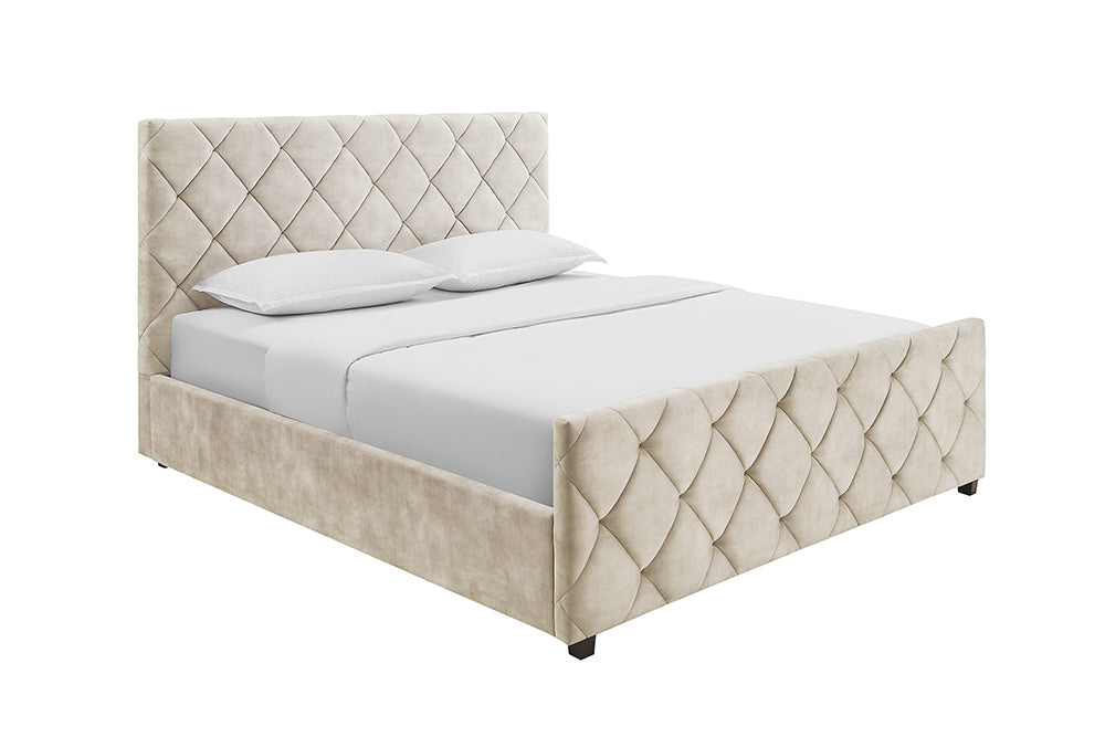 Bed ELYSIUM 180x200cm fluweel champagnebeige met opbergruimte - 45920