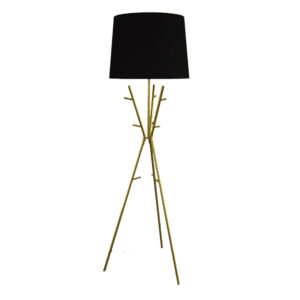 Vloerlamp WARDROBE 175cm gouden kledingkast met zwarte stoffen kap - 47915
