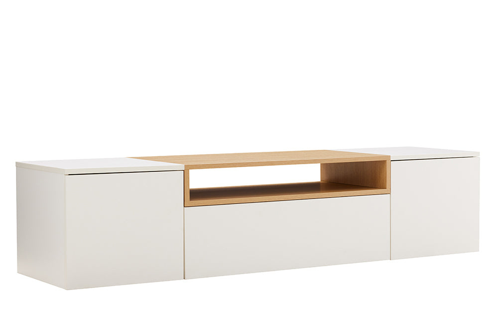 TV-bord LOFT 160 cm hangend wit naturel - 47807