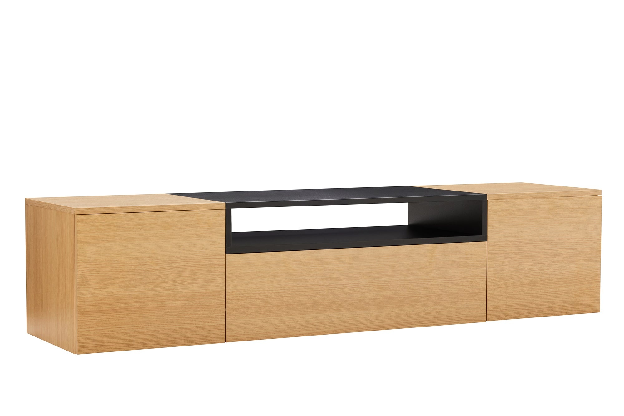 TV-bord LOFT 160 cm hangend naturel zwart - 47808