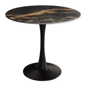 Bistro table LYON 80cm round aurora oro ceramic black gold sand - 46865