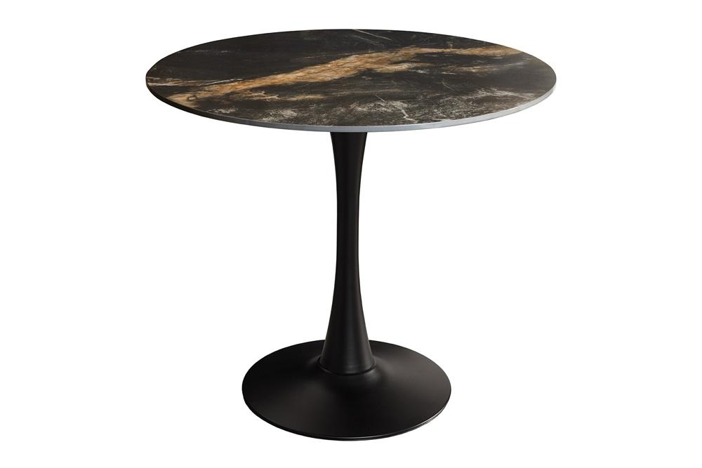 Bistro table LYON 80cm round aurora oro ceramic black gold sand - 46865