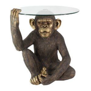 Salontafel KING APE 65 cm met gehard glas, zwart goud - 48060