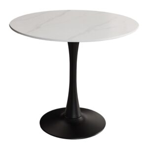 Bistro tafel LYON 80cm rond keramiek wit - 46864
