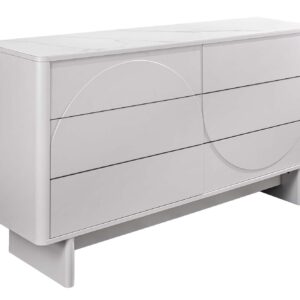 Dressoir SAVOY 150 cm 3D wit met wit marmeren keramisch blad - 47805