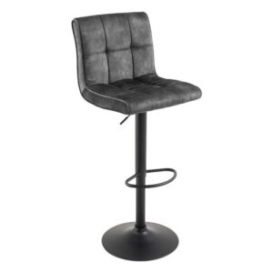 Bar stool MODENA 92-116cm 360° rotatable velvet anthracite w/ black metal frame - 46709