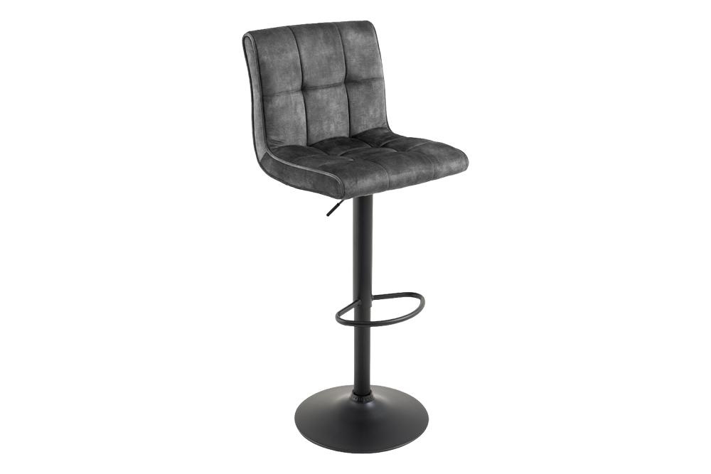 Bar stool MODENA 92-116cm 360° rotatable velvet anthracite w/ black metal frame - 46709