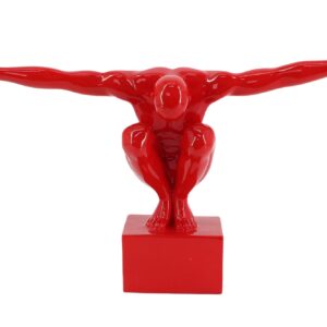 Decoratief beeldje HOOGDIVER 50 cm handgemaakte atleet sculptuur rood - 48042