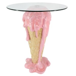 Bistrobartafel ICE CREAM 75cm met gehard glas, roze beige - 48038