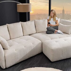 Moderne grote bank ROYAL 295 cm champagne beige Bouclé lente kern XXL bank - 44336