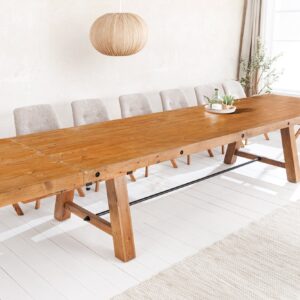 Massieve eettafel FINCA 300-400cm vintage bruin uitschuifbaar gerecycled grenenhout - 45129