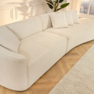 Moderne bank ATELIER L 330cm beige Bouclé XXL bank incl. kussens - 46548