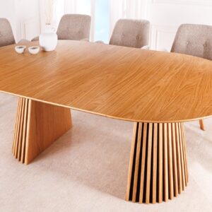 Uitschuifbare eettafel VALHALLA WOOD 120-160-200cm naturel eiken ovale voet - 44092