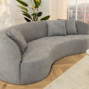 Moderne bank ATELIER 230cm grijs bouclé 3-zits bank incl. kussens - 46545