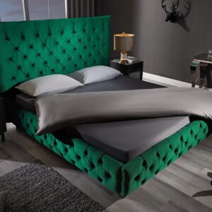 Design bedstee PARIS 180x200cm donkergroen fluweel Chesterfield tweepersoonsbed - 41336