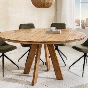 Ronde eettafel ART WOOD 140cm bruin massief mangohout - 45758