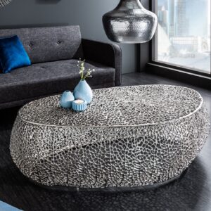 Salontafel LEAF 122cm metaal zilver handgemaakt - 38939