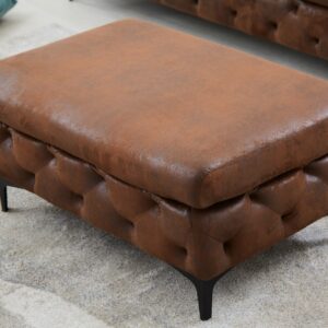 Chesterfield Ottoman MODERN BAROK 90cm antiek bruin voetenbankje - 44403
