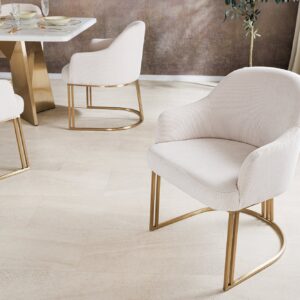 Armleuningen Stoel EXTRAVAGANCIA beige corduroy metaal geborsteld champagne goud - 46201