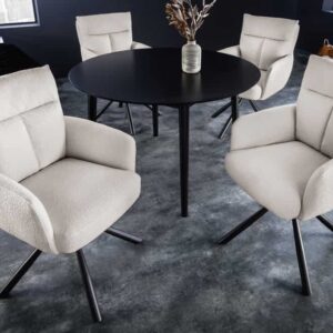 Draaibare Retro Stoel BIG GEORGE greige Bouclé Armleuningen Bonnell Spring Core - 42674