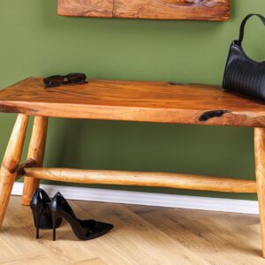 Massieve bank ROOT 100cm Bruin Natuurlijk Teak Boomstam Houten Stut - 44709