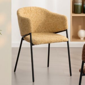 Design Stoel NOBLESSE Mosterdgeel Chenille Zwart Metalen Onderstel - 47580