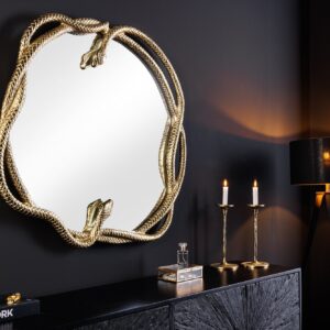 Decoratieve spiegel SNAKE L 50cm goudkleurig metalen slangenbeeld - 45786